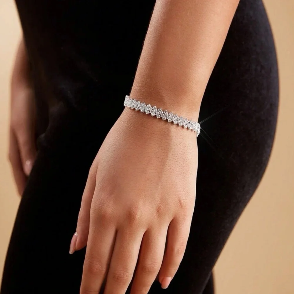 Glamorous Zinc Alloy Rhinestone Decor Bracelet For Women For Party Wedding Gift - Picture 2 of 7